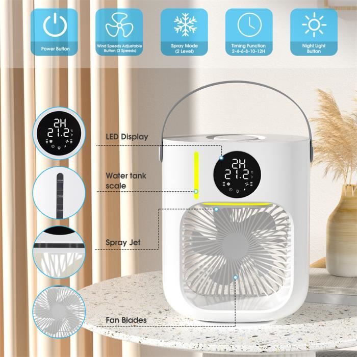 Ventilateur De Brumisation Portable | Ventilateur Brumisateur Réglable - 3