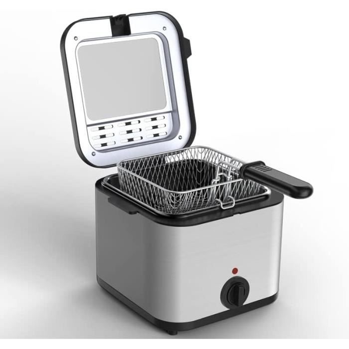 Friteuse Avec Panier 3,5L En Acier Inoxydable - Petite Friteuse Pour Maison, Poignée Anti-Brûlure - 2