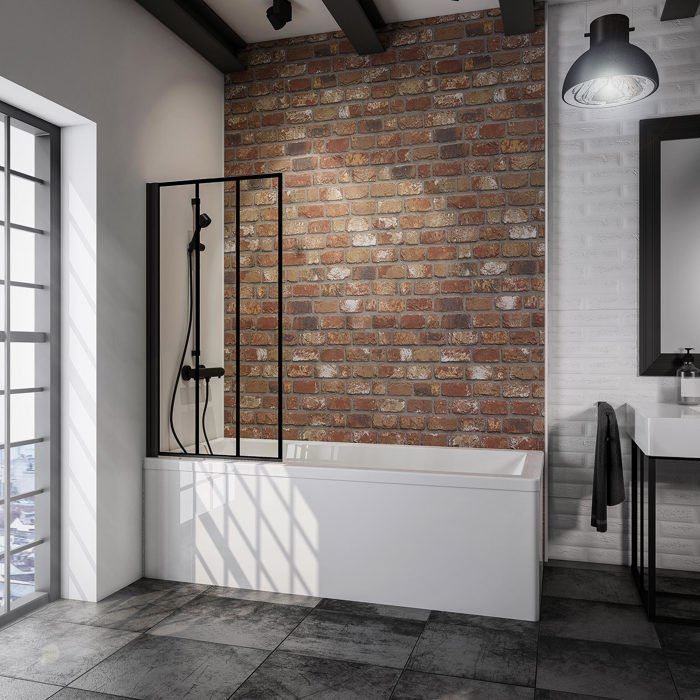 Schulte pare-baignoire 70x130 cm écran de baignoire pliant rabattable réversible  verre 5 mm bandes noir