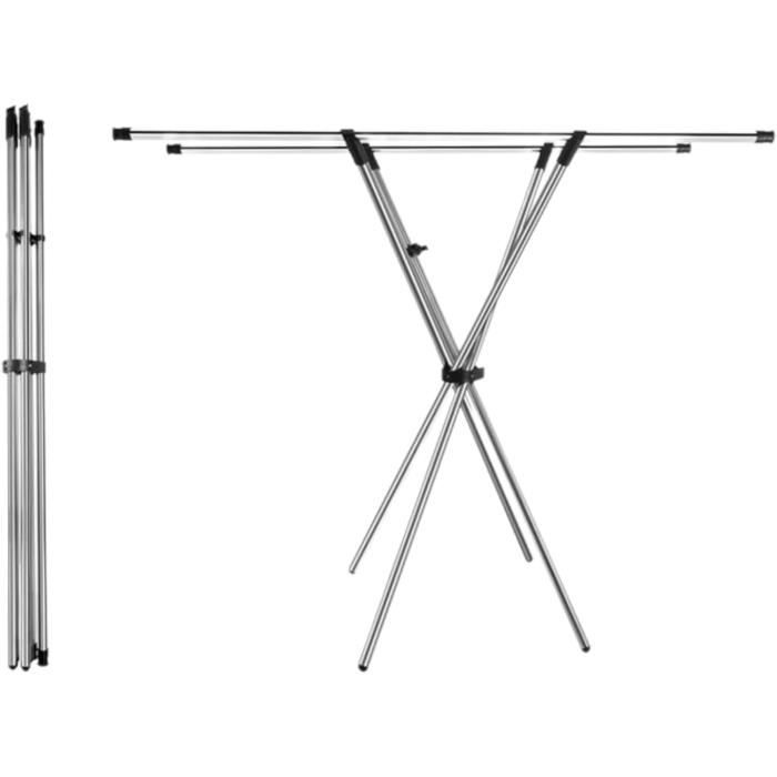 Séchoir à Linge Pliable Portatif - Ajustable 38-140cm, Avec Verrouillage, Pour Voyage Ou Maison