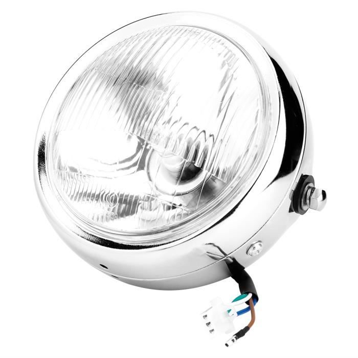 phare de moto Phare avant universel pour moto rétro Silver Shell White Lens pour GN125 moto phares - SURENHAP