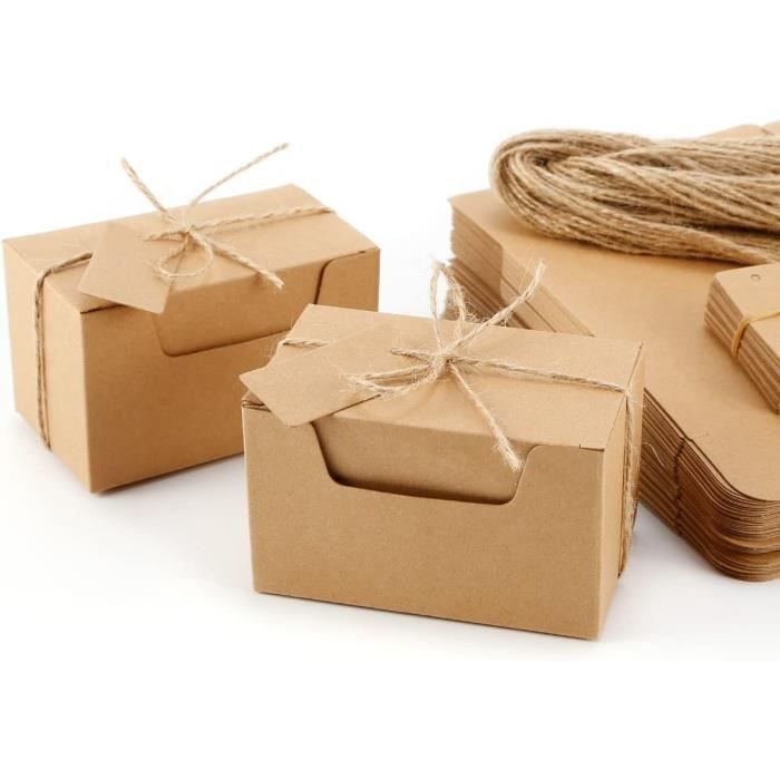 Kraft Faveurs Bonbon Boite 50PCS Cadeau Chanvre Corde Rangement Papier Kraft Emballage 