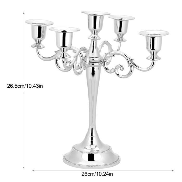 Candélabre 5 Bras – Porte-bougies Pour Mariage, Table, Argenté