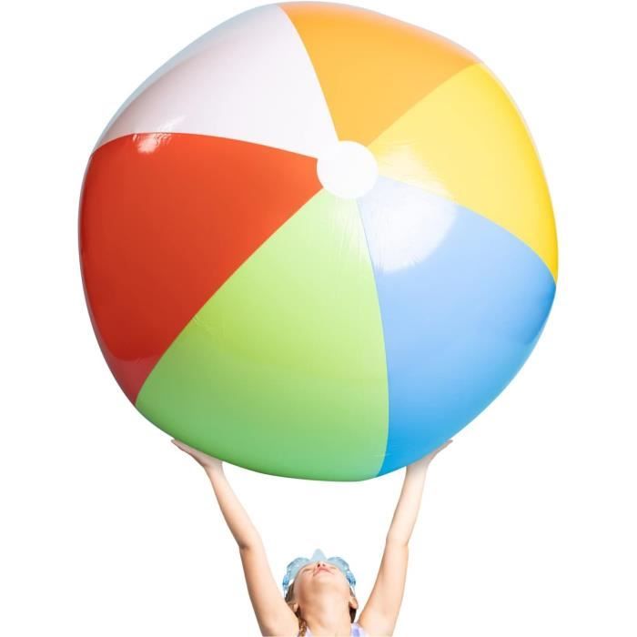 2 Ballons De Plage Gonflables 40cm - PVC Résistant, Rayés Colorés - Pour Piscine, Plage, Jeux D'Été
