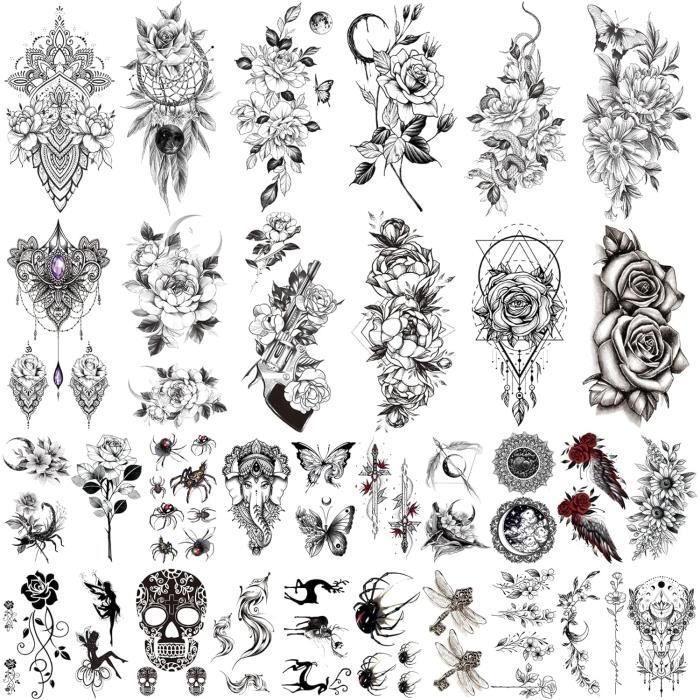 30 feuilles de tatouages temporaires semi-permanents petits, mots 30 feuilles de tatouages temporaires semi-permanents petits, mots