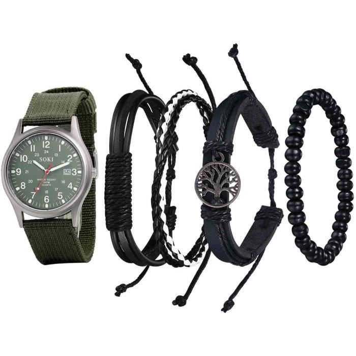 Montre Homme Militaire Nylon - Cadran 24h, Aiguilles Lumineuses, Cadeau Aventure
