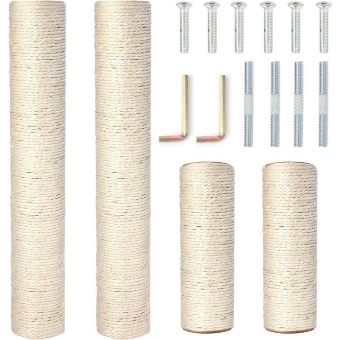 Lot De 4 Poteaux à Chat De Rechange En Sisal - 38 Cm Avec Grattoir Intégré - Pour Arbre à Chat, Griffoir, Bricolage - 5