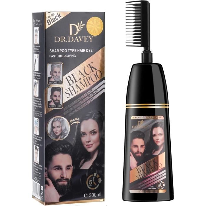 Shampoing Colorant 5 En 1 Noir Pour Cheveux Et Barbe - Teinture Instantanée - Neuf
