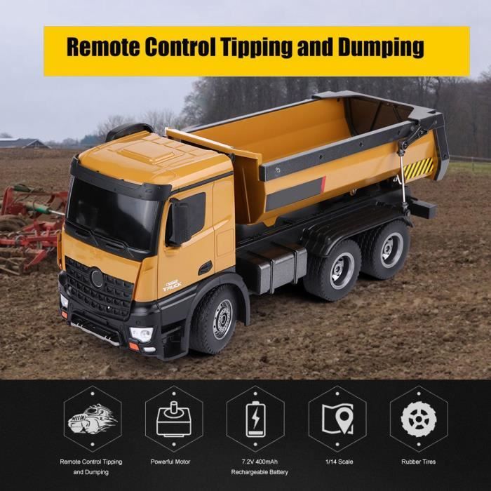 Jouet RC - AIHONTAI - Camion à benne basculante télécommandé - Noir
