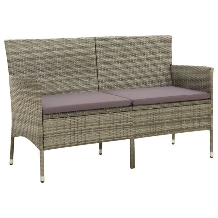 VidaXL Salon De Jardin Avec Coussins 3 Pcs Gris Résine Tressée