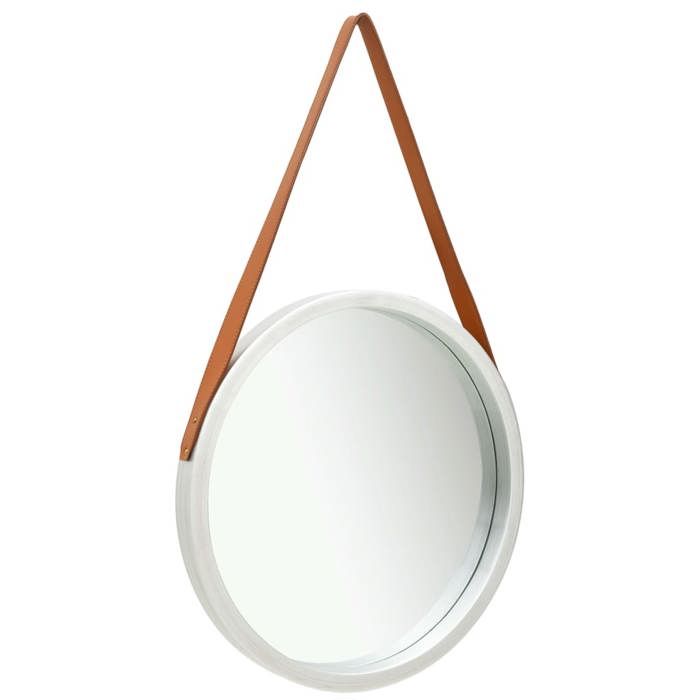 vidaXL Miroir mural avec sangle 50 cm Argenté 320366