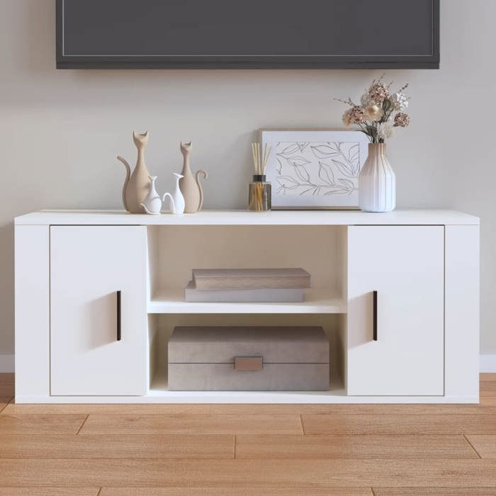 vidaXL Meuble TV Blanc 100x35x40 cm Bois dingénierie 823091
