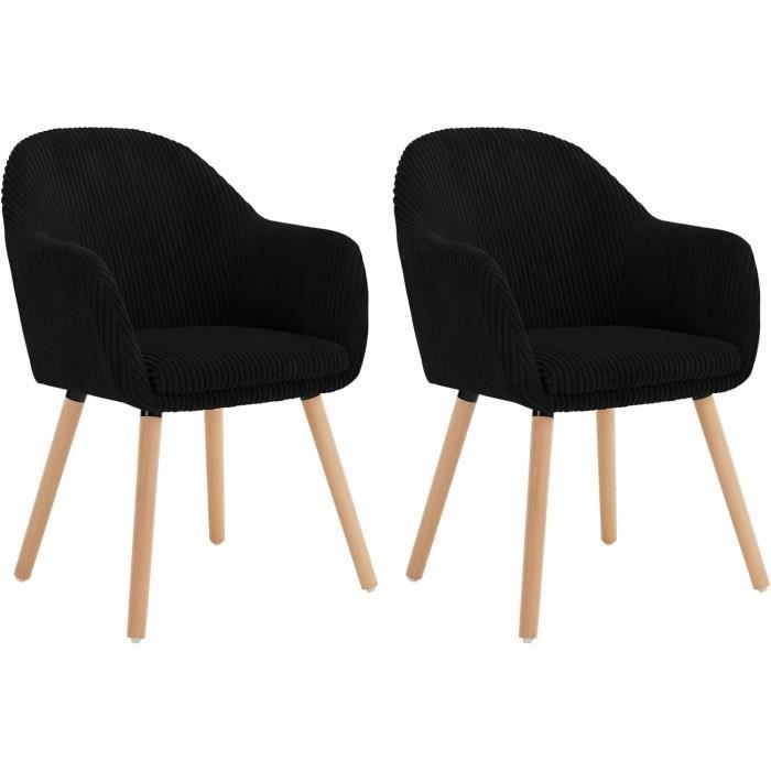 WOLTU Chaise de Salle à Manger Lot de 2 Chaise de Cuisine Ergonomique en Velours Côtelé Pieds en Bois Massif Noir W0ATT0209-2 WOLTU Chaise de Salle à Manger Lot de 2 Chaise de Cuisine Ergonomique en Velours Côtelé Pieds en Bois Massif Noir W0ATT0209-2