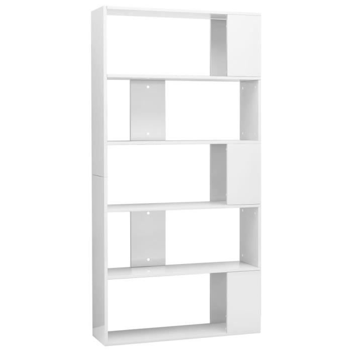 rho - étagères - bibliothèque/séparateur de pièce blanc brillant 80x24x159 cm