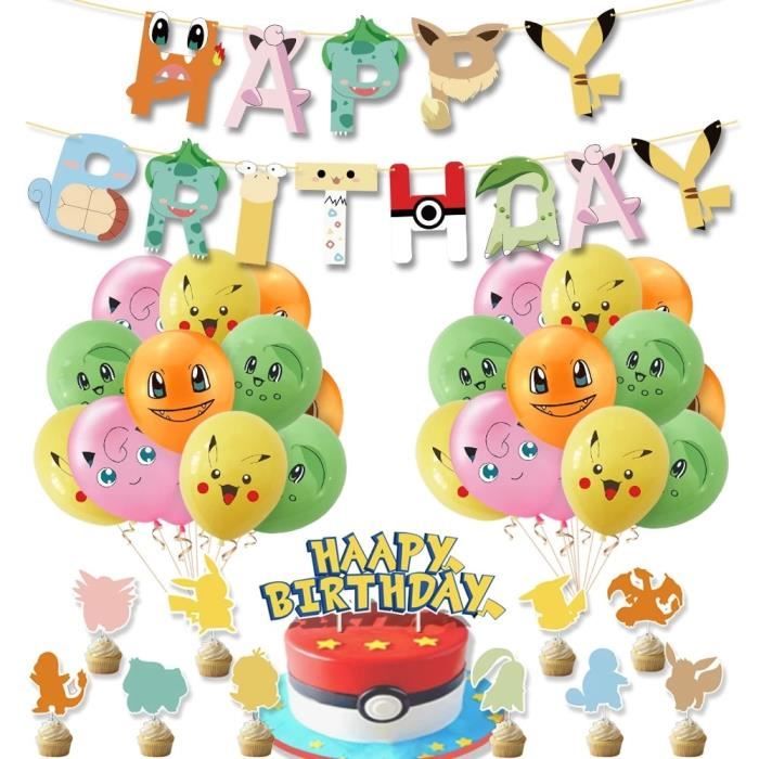 Btd Set N Decoration De Fete D Anniversaire Pokemon Go Pikachu Ballons Imprimes Tasse Garniture De Gateau Banniere Drapeau E Cdiscount Maison