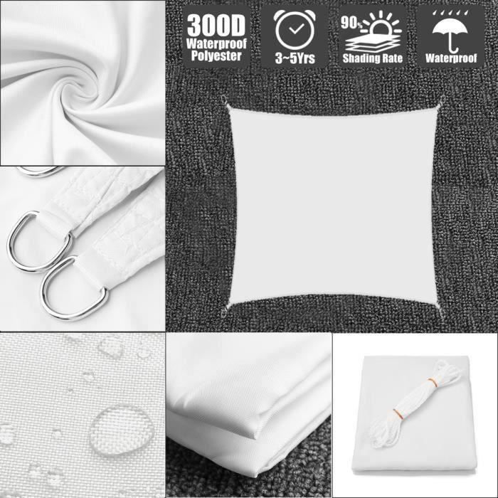 Voile d'ombrage carré - Protection UV - Brun - 4x4 m - Jardin
