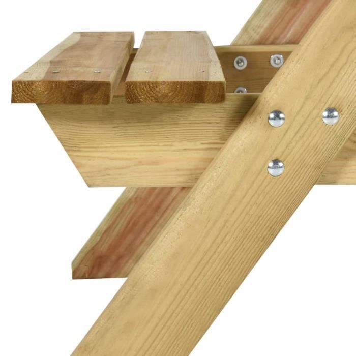 Zerodis Table de pique-nique et bancs 110x123x73cm Bois de pin imprégné RE388