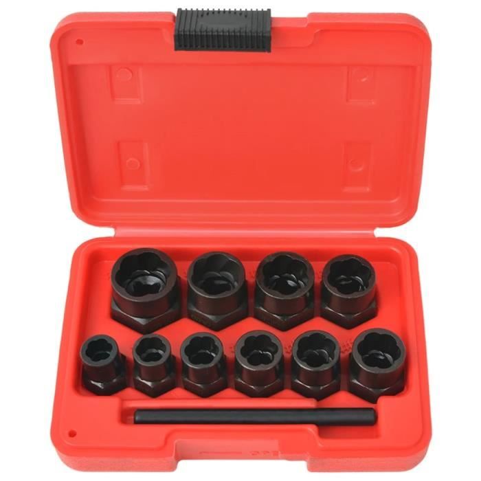 FAE Kit d'extracteur de boulons/d'écrous endommagés Acier 11 pcsKit d'extracteur de boulons/d'