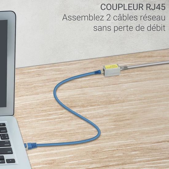 5 Coupleurs RJ45 Cat6 Blindés - Prolongateur Ethernet Femelle/femelle Pour Câbles Réseau - Compatible Modem, Box, PC, TV - 3