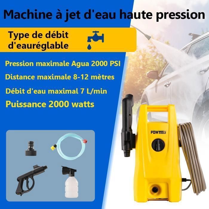 Nettoyeur Haute Pression 3000W 200 Bars - Avec 4 Buses Et Lance à Mousse Pour Voiture Et Terrasse - 9