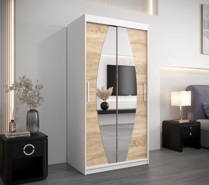 JEKKAH Miroir Coulissant et Rotatif Pliable intégré, Miroir Coulissant Invisible for Armoire, Miroir Coulissant sur Toute la Longueur(Rose Gold,100 * 35cm