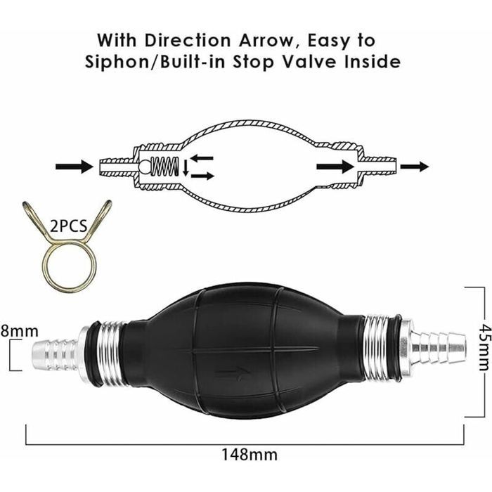 Kit de pompe de cale manuelle portable avec tuyau pour yachts, bateaux de pêche, kayaks et hors-bord (noir