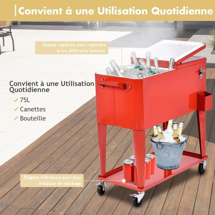 Glacière électrique Glacière Roulante GOLUS 76L Bar Mobile