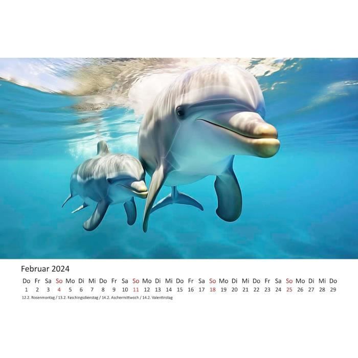 Calendrier Premium Dauphins Bleus 2024 Format Din A3 Calendrier Mural