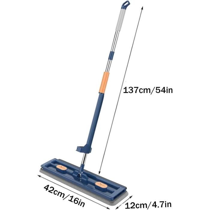 Serpillière Plate Avec Seau – Rotation 360°, 6 Pads Microfibre Réutilisables – Pour Sols Durs, Carrelage, Parquet