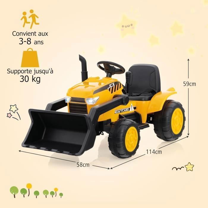 Excavatrice Electrique Pour Enfants, Tractopelle à Batterie 12V Pour Enfants Avec Pelle Parfait Pour Enfants De 3 A 8 Ansblanc 87207173