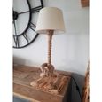 Solenzo - Lampe de chevet bois et corde - abat jour crème - avec ampoule LED offerte - FABRICATION FRANÇAISE-2