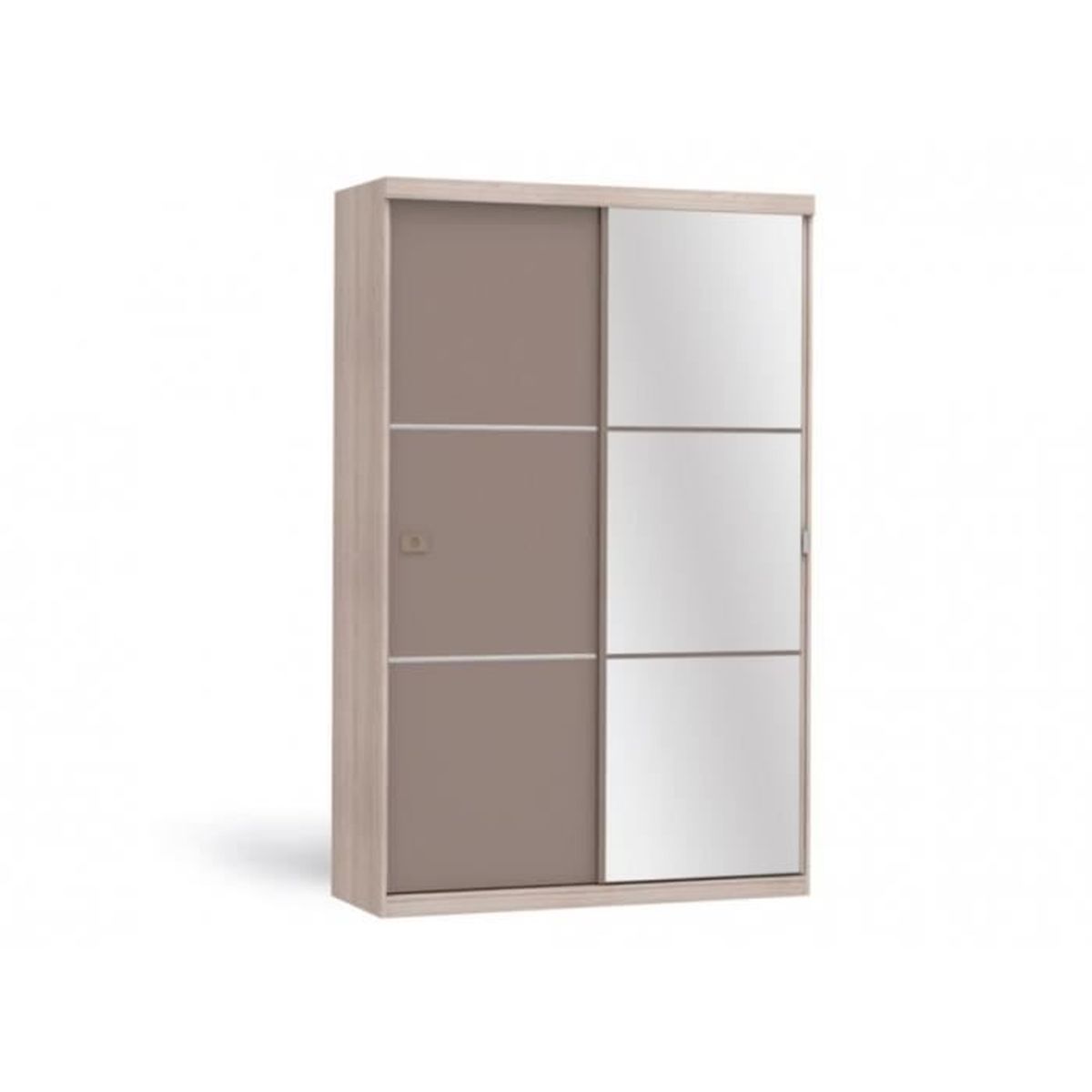 Armoire avec miroir PEGGY 2 portes coulissantes L.144cm Blanc Cdiscount Maison