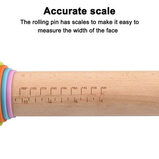 SUPER KITCHEN Rouleau à Pâtisserie Ajustable En Bois Avec 5 Anneaux