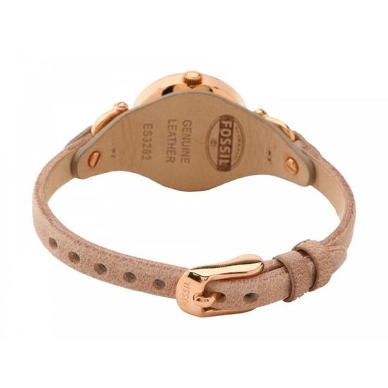 Fossil ES3262 Montre De Femme Cadran Or Rose Bracelet Cuir Marron Clair Cdiscount Bijouterie