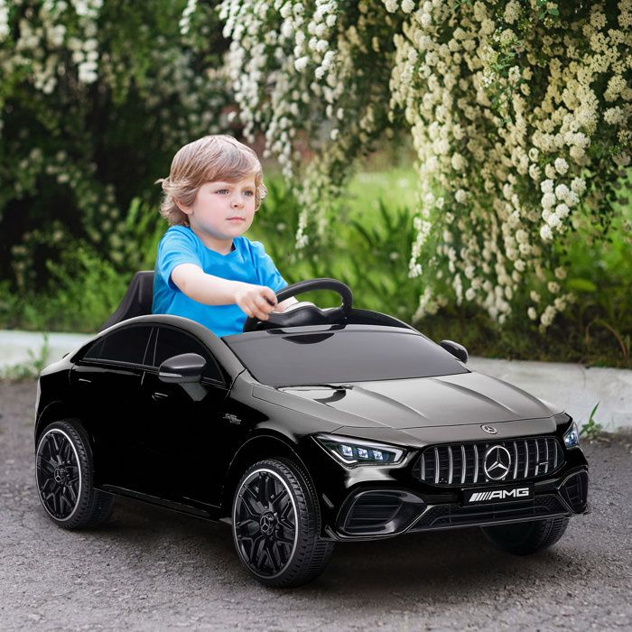 Voiture électrique enfant Mercedes-benz AMG CLA 45 - AIYAPLAY - telecommande - vitesse 3-5 km/h, phare LED et effets sonores - noir - Jeux - Jouets