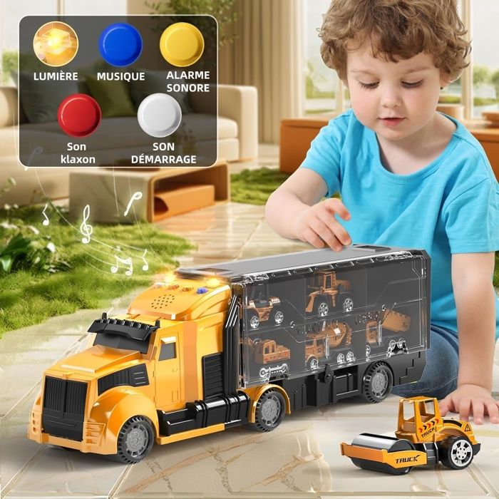 Camion transporteur rouge de voitures John World City - Camions et bus - La Gran