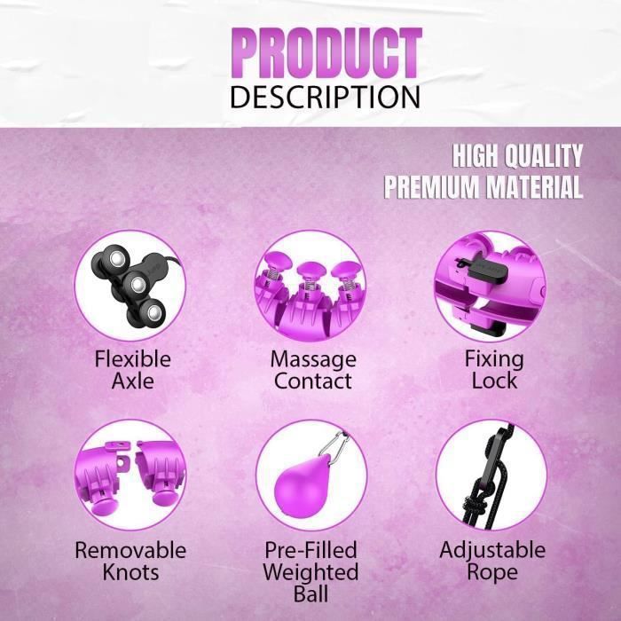 Cerceau de gymnastique - Fitness - Rose - Réglable - Amovible - Massage