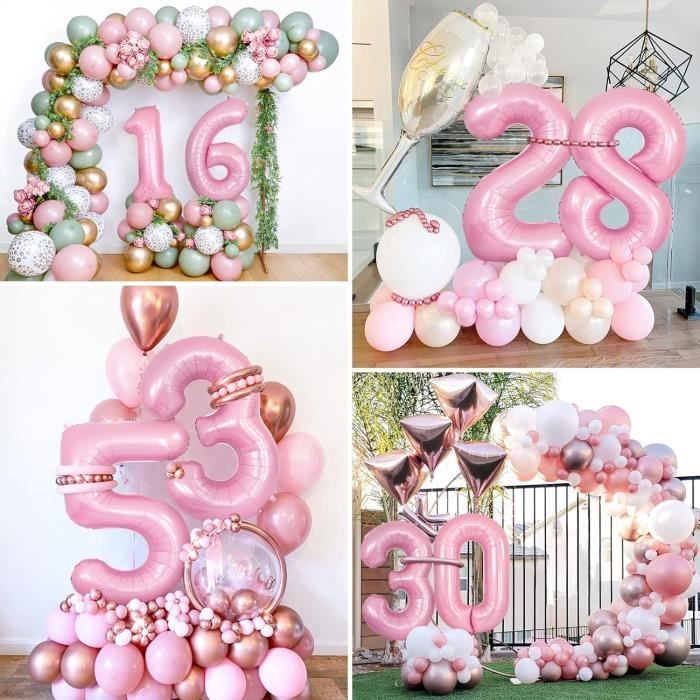 Pack De 6 Ballons Géants 40 Pouces – Chiffres Métallisés Pour Anniversaire, Mariage, Fête – Prêts à Gonfler à L'hélium