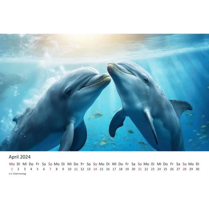 Calendrier Premium Dauphins Bleus 2024 Format Din A3 Calendrier Mural