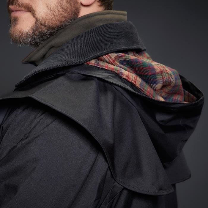 Veste Cirée De Chasse Pour Homme Walker & Hawkes - Coton Ciré Et Cupro - Doublure à Carreaux - Avec Poche Carnier Et Capuche Amovible