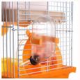 Chaud Cage de gerbille souris petite pour animaux de compagnie 2 etages niveaux plancher bouteille d’eau roue de Hamster-3
