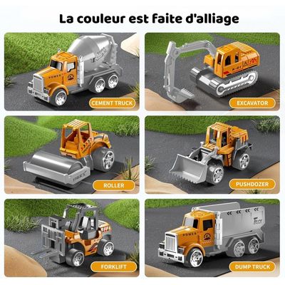 Jouets de voiture de camions de construction réglés avec l'avion de cargaison de transport de