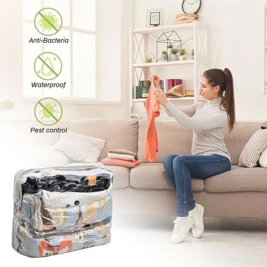 Lot De 6 Sacs De Rangement Sous Vide Transparents - 70x90 Cm, Avec Pompe Manuelle - Pour Vêtements, Couettes, économie D'espace