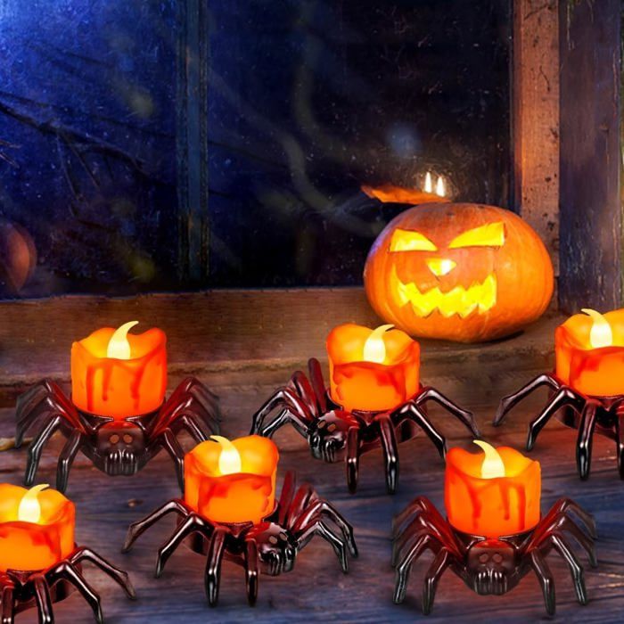 6 Bougies Chauffe-plat LED Halloween : Lumières Fantômes