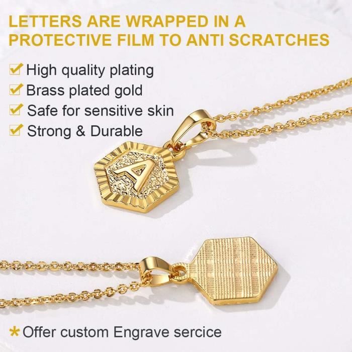 Collier Prénom Homme Femme Lettre R En Or, Chaîne Fine Plaqué Or, Cadeau Personnalisable