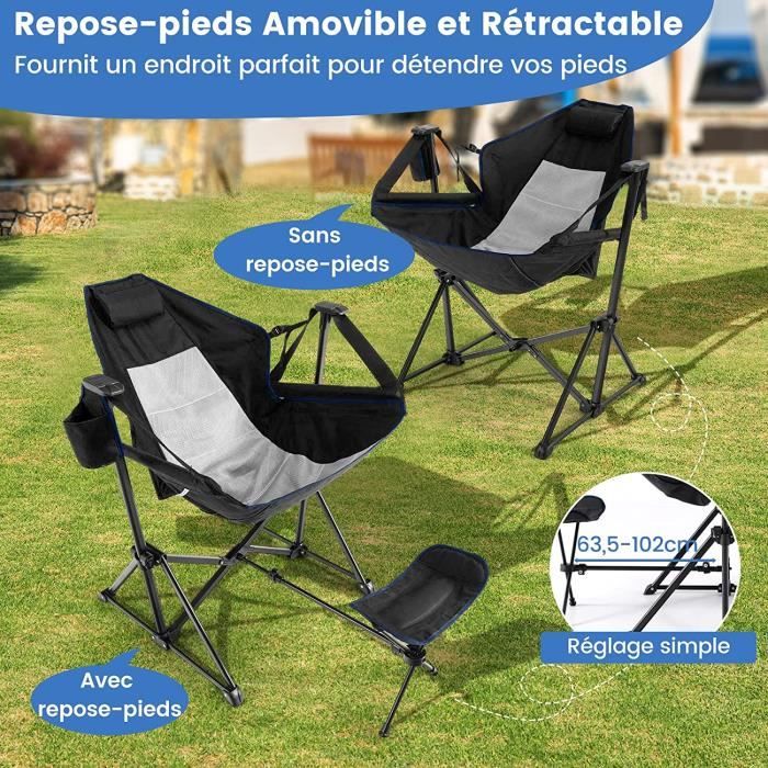 GOPLUS Chaise de Camping Pliable Inclinable avec Repose-Pieds