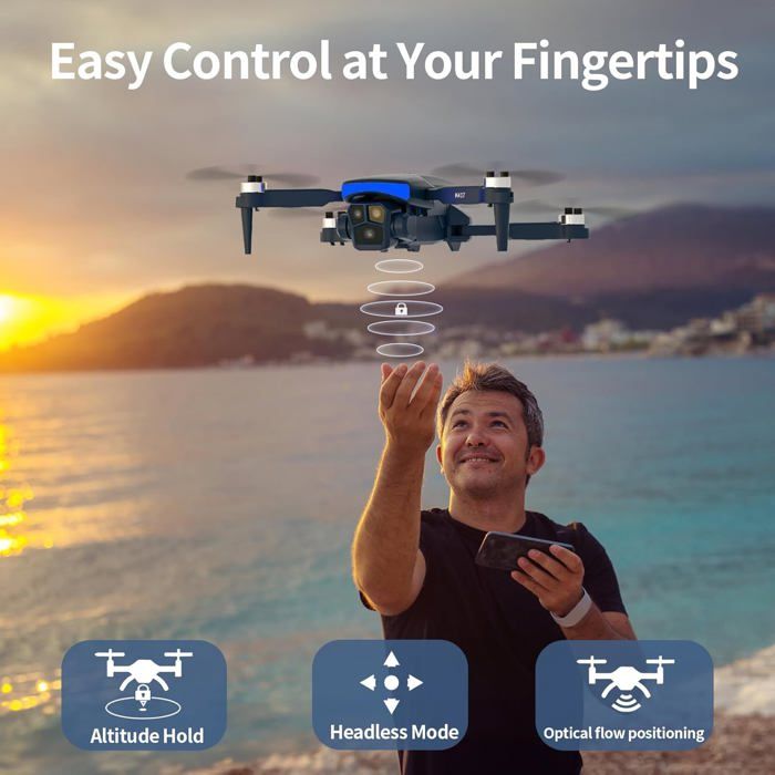 Drone Enfant Drone Pliable Avec Caméra HD 1080P - Wi-Fi FPV, 3D Flip, Follow Me - Pour Débutants