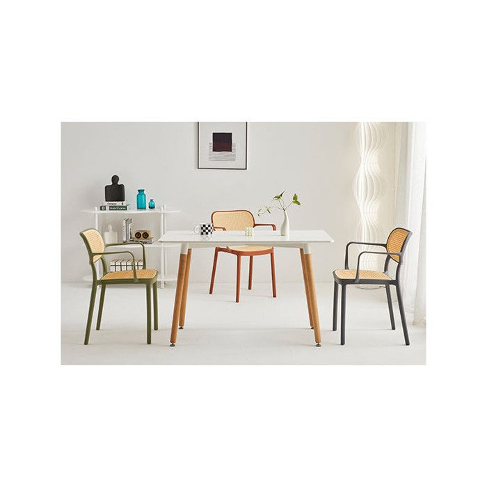 Kosmi Chaise De Salle à Manger Beige Style Vintage Cannage Rétro - Empilable