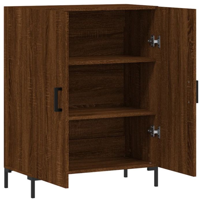 Buffet VidaXL Chêne Fumé 69,5x34x90cm - Armoire Rangement Avec Portes Vitrées