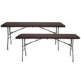 Lot de 2 tables pliantes rectangulaires effet rotin 180x74x74cm 7house-0
